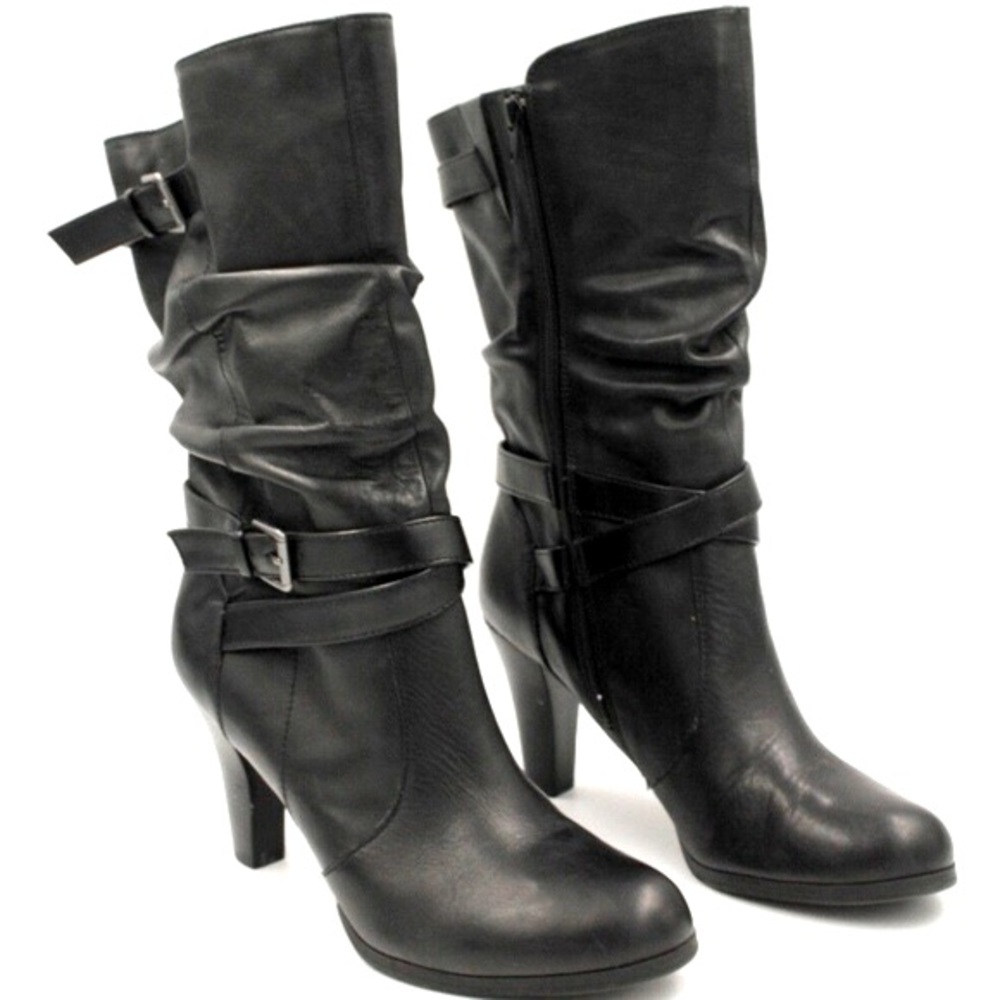 EUC 👢Kelly & Katie Slouch Leather Hi-Heel Boots👢